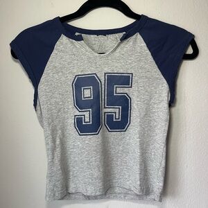 Gray and Blue Raglan Tee with 95 Print